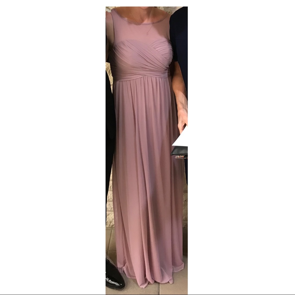 Azazie Dinah illusion neckline dress - dusty mauve